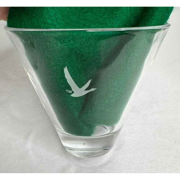 Pair of Grey Goose Vodka Etched Logo Stemless Martini Glasses 3.5" Tall - Picture 3 of 5